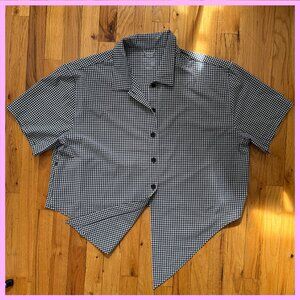 Wayre Tie Front Button Up Crop Black Gingham